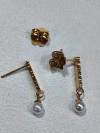 Pendientes osito y perla cobre