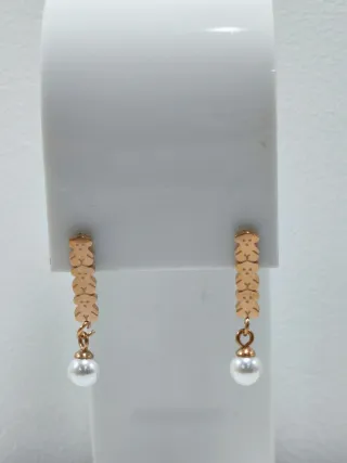 Pendientes osito y perla cobre