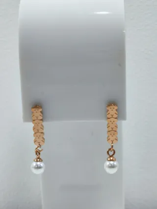 Pendientes osito y perla cobre