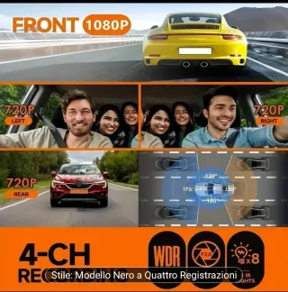 Dashcam 4 Lenti Auto Avanzata