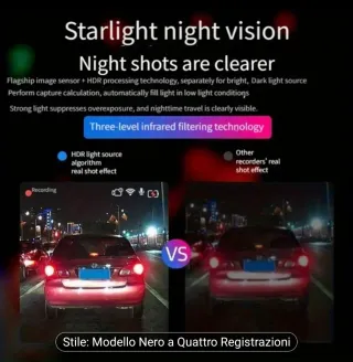 Dashcam 4 Lenti Auto Avanzata
