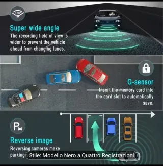 Dashcam 4 Lenti Auto Avanzata