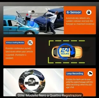 Dashcam 4 Lenti Auto Avanzata