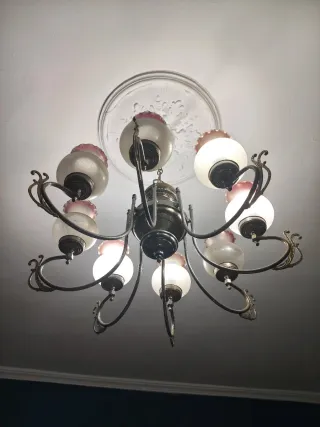 Lámpara de techo vintage cristal y metal