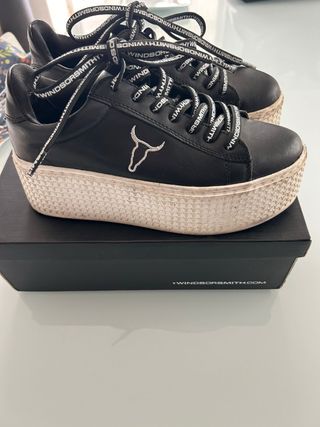 Scarpe Windsor Smith nere con zeppa