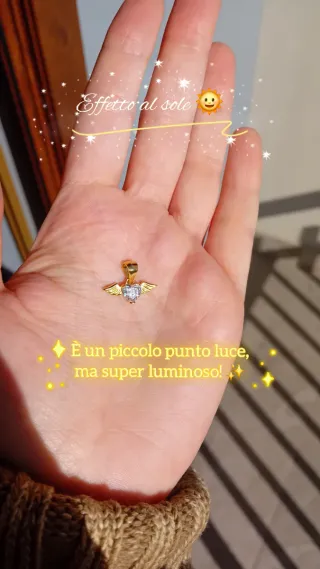 Ciondolo argento micro cuore alato