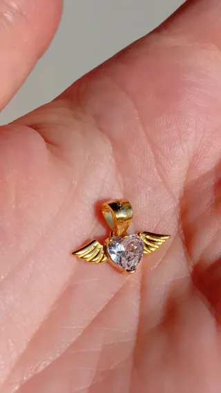 Ciondolo argento micro cuore alato