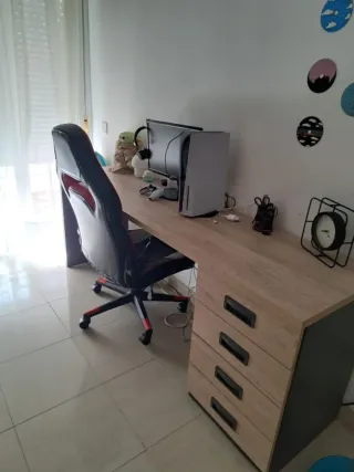 Litera madera + escritorio (madera maciza)