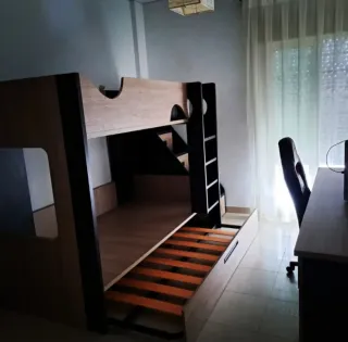 Litera madera + escritorio (madera maciza)