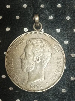 Moneda 5 Pesetas 1871 Amadeo I Plata 900