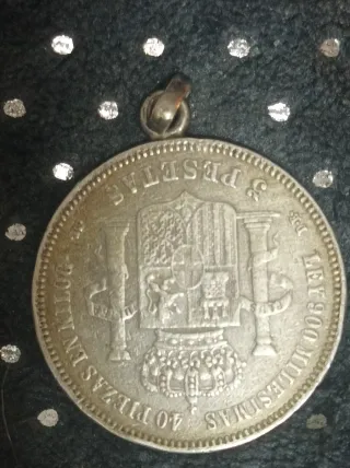 Moneda 5 Pesetas 1871 Amadeo I Plata 900