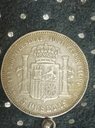 Moneda 5 Pesetas 1871 Amadeo I Plata 900