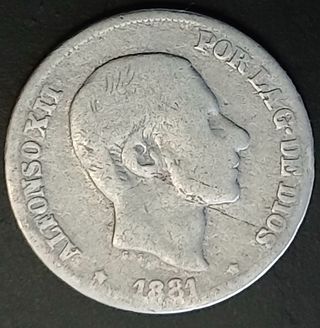 10 Centavos de Peso 1881 Manila ¡Plata!