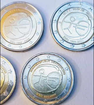 5 Monedas 2€ Conmemorativas UNC 10 Aniversario.EMU