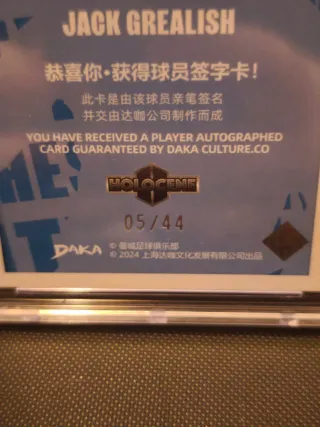 Jack Grealish Autógrafo CGC 10 Holocene