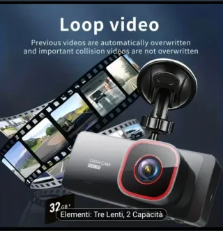 Dash Cam 3 Canali 1080p