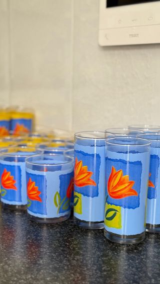 Lote vasos retro tulipán cristal