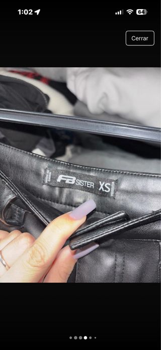 Pantalón ancho efecto piel negro