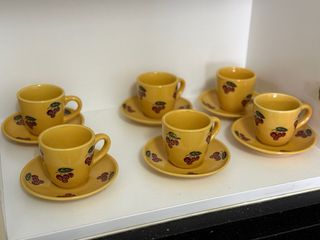 Juego 6 tazas espresso vintage con plato