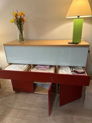 Aparador moderno soggiorno in vetro e legno