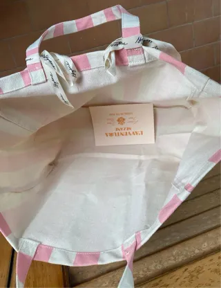 Borsa Sezane X Vanity Fair Cotone Righe Rosa