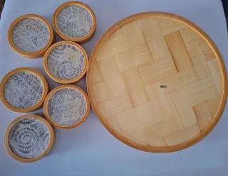 BANDEJA Y POSA VASOS VINTAGE AÑOS 70