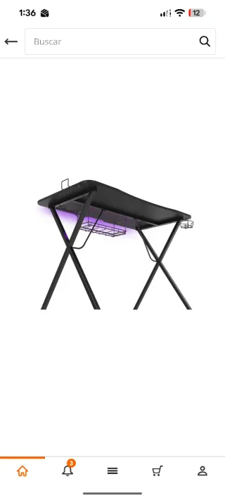 Mesa Gaming Genesis Holm 200 RGB Negra