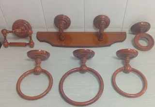 Juego accesorios baño madera
