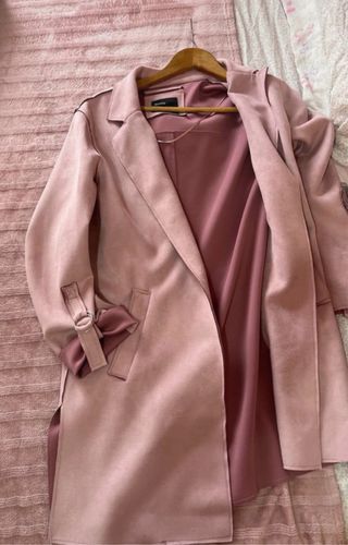 Sobretudo Rosa Pele de Pêssego Bershka S