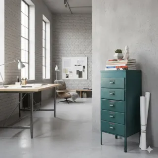 Archivador Industrial antiguo Mid-Century