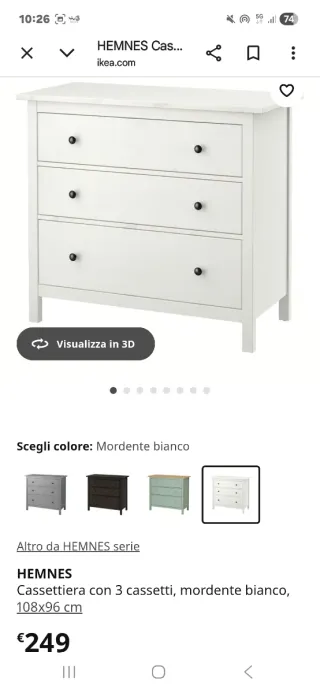 Cassettiera Ikea Hemnes Bianca