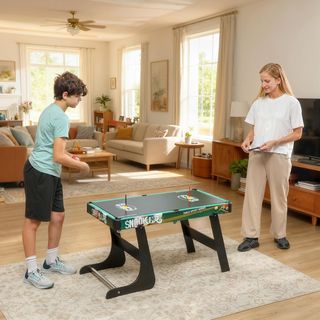 Mesa Multijuego 6 en 1 Plegable, Mesa de Juego Multifuncional con Futbolín, Billar, Hockey, Ping Pong, Anillos e Hockey sobre Hielo para Adultos y Niños, para Casa Escuela, 118X104X71 Cm