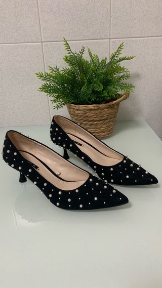 Scarpe Zara con Perle Taglia 38 Nere