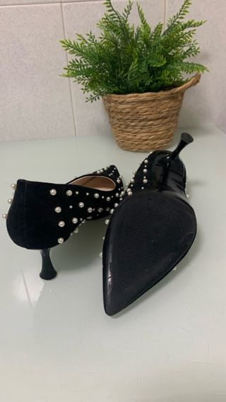 Scarpe Zara con Perle Taglia 38 Nere
