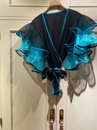 Blusa Flamenca Negra y Azul Talla Única