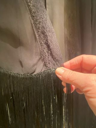 Blusa ASOS negra encaje y flecos talla única