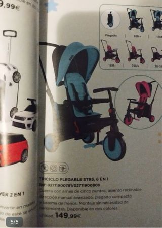 Triciclo Smartrike con arnés 5 puntos