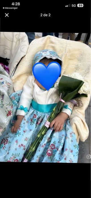 Traje de Fallera para bebé Puesto 1 vez