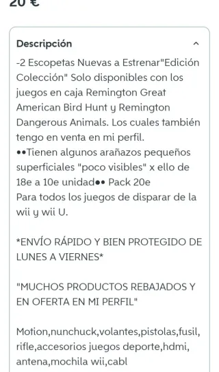 NUEVAS. 2 Escopetas Wii y Wii U Edición Colección