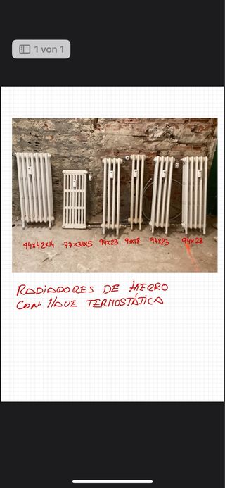 Conjunto 5 radiadores fundición con termost. blanc