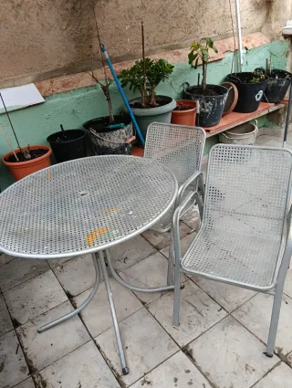 Tavolo e 2 sedie da giardino/terrazzo in metallo