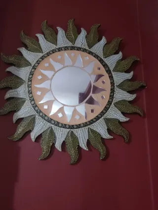 Espejo Sol Decorativo Cerámica y Cristal