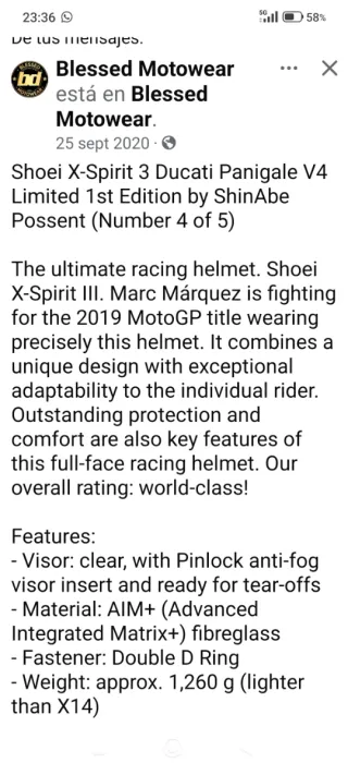 Casco Shoei X-Spirit 3 Ducati Panigale V4R