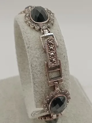 Bracciale vintage vittoriano argento 925 onice