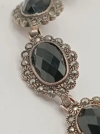 Bracciale vintage vittoriano argento 925 onice