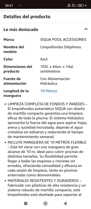 Limpiafondos Piscina SIQUA Martillo Compacto