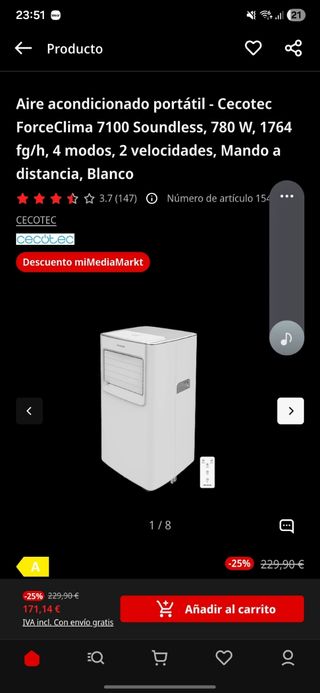 Aire acondicionado portátil