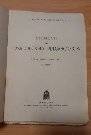 Libro del 1946 "Elementi di Psicologia Pedagogica"