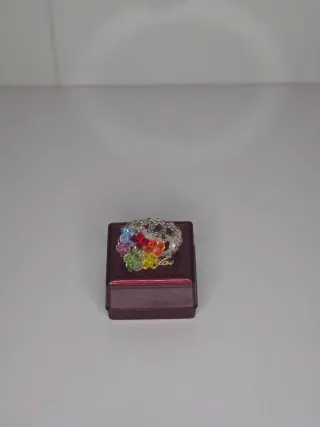 Anillo bisutería flores multicolor