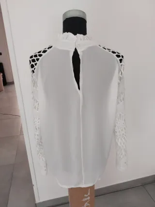 Camicia donna bianca manica lunga traforata L